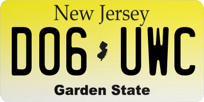 NJ license plate D06UWC