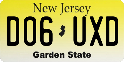 NJ license plate D06UXD