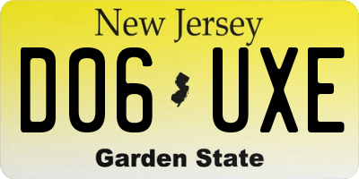 NJ license plate D06UXE