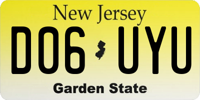 NJ license plate D06UYU