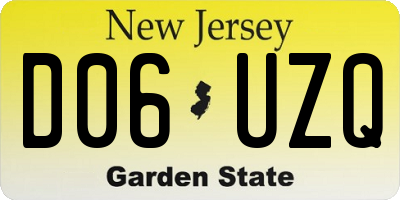 NJ license plate D06UZQ