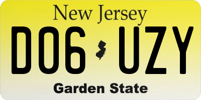 NJ license plate D06UZY