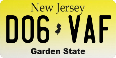 NJ license plate D06VAF