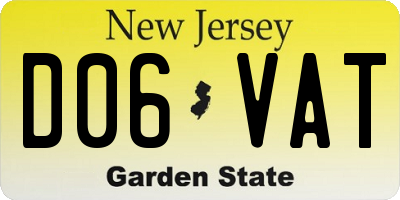 NJ license plate D06VAT