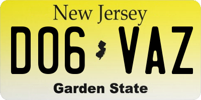 NJ license plate D06VAZ