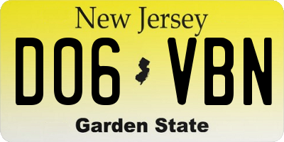 NJ license plate D06VBN