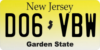 NJ license plate D06VBW