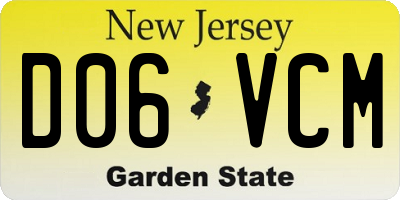 NJ license plate D06VCM