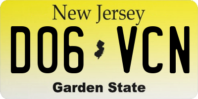 NJ license plate D06VCN