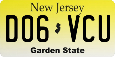 NJ license plate D06VCU