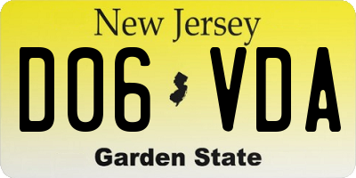 NJ license plate D06VDA