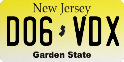 NJ license plate D06VDX