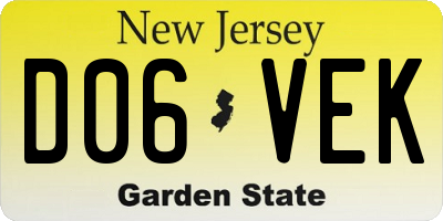 NJ license plate D06VEK