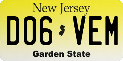 NJ license plate D06VEM