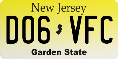 NJ license plate D06VFC