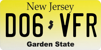 NJ license plate D06VFR