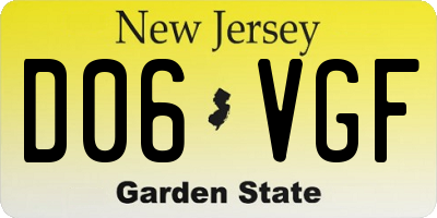 NJ license plate D06VGF
