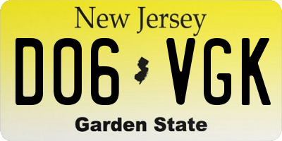 NJ license plate D06VGK