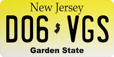 NJ license plate D06VGS