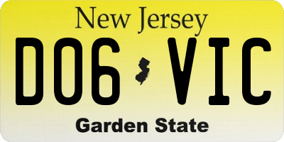 NJ license plate D06VIC