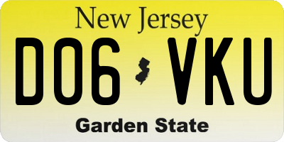 NJ license plate D06VKU