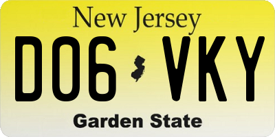 NJ license plate D06VKY