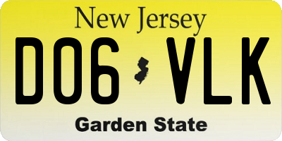 NJ license plate D06VLK