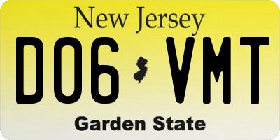 NJ license plate D06VMT