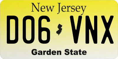 NJ license plate D06VNX