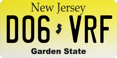 NJ license plate D06VRF