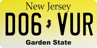 NJ license plate D06VUR