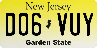 NJ license plate D06VUY