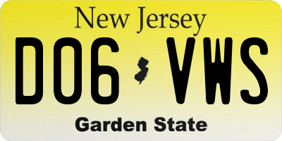 NJ license plate D06VWS