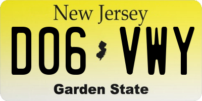 NJ license plate D06VWY