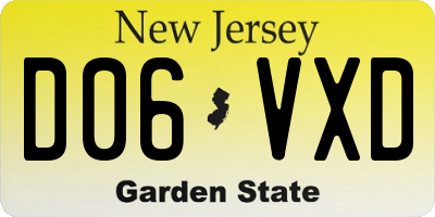 NJ license plate D06VXD