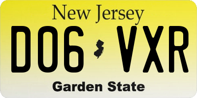 NJ license plate D06VXR