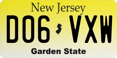 NJ license plate D06VXW