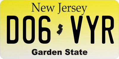 NJ license plate D06VYR