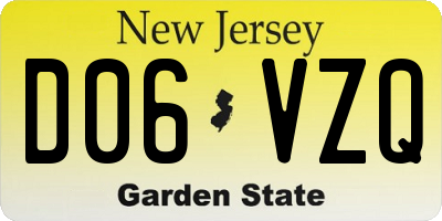 NJ license plate D06VZQ