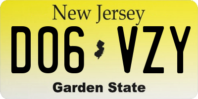 NJ license plate D06VZY