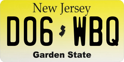 NJ license plate D06WBQ