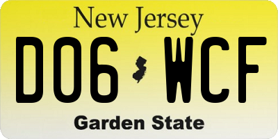NJ license plate D06WCF