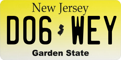 NJ license plate D06WEY