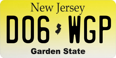 NJ license plate D06WGP