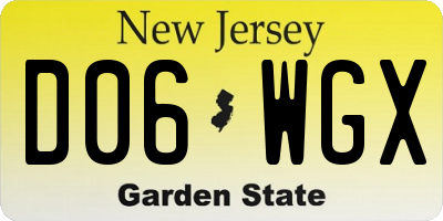 NJ license plate D06WGX