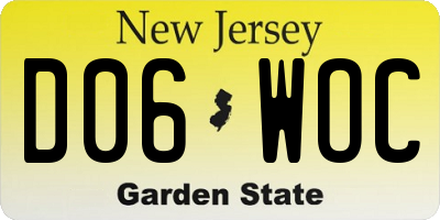 NJ license plate D06WOC