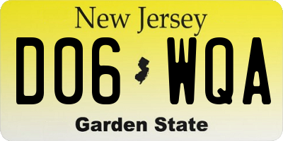 NJ license plate D06WQA