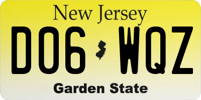 NJ license plate D06WQZ