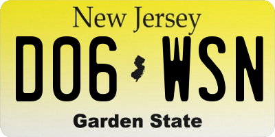 NJ license plate D06WSN
