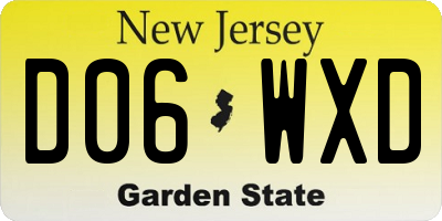 NJ license plate D06WXD